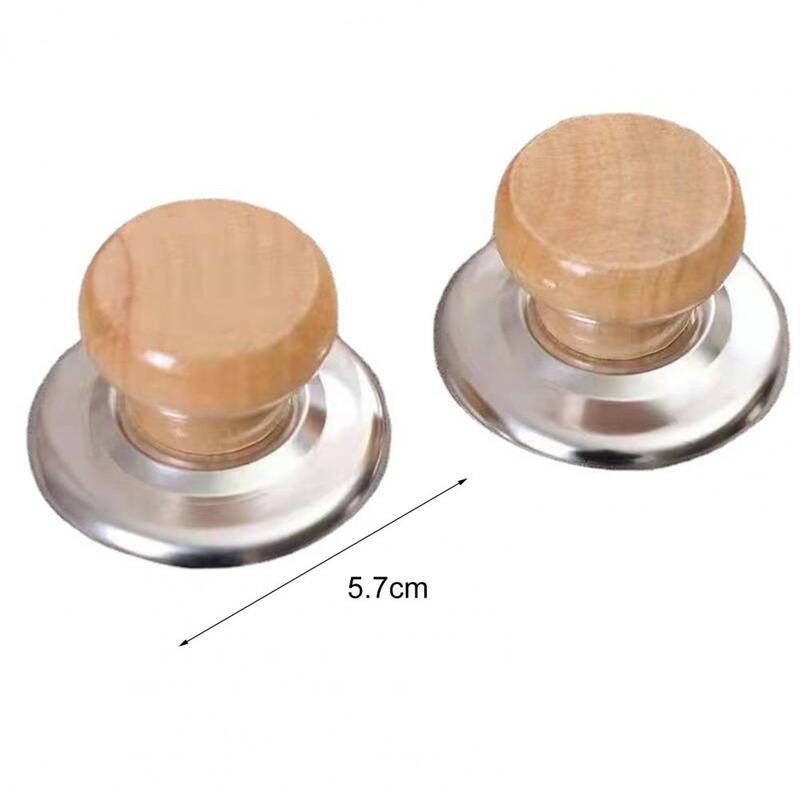 2 Pcs Pot Head Cap Pot Cover Handle Kitchen Accessories Universal Wood Pot Lid Knobs Replacement Cap with Screws Cookware Part