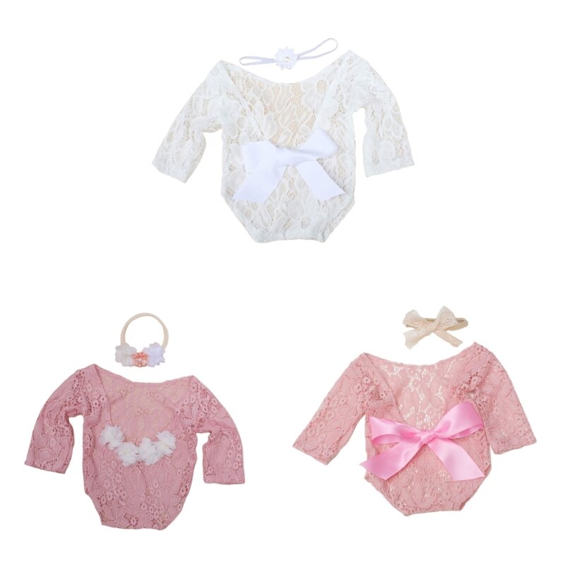 Newborn Photography Outfits Girl Newborn Photography Props Lace Rompers Newborn