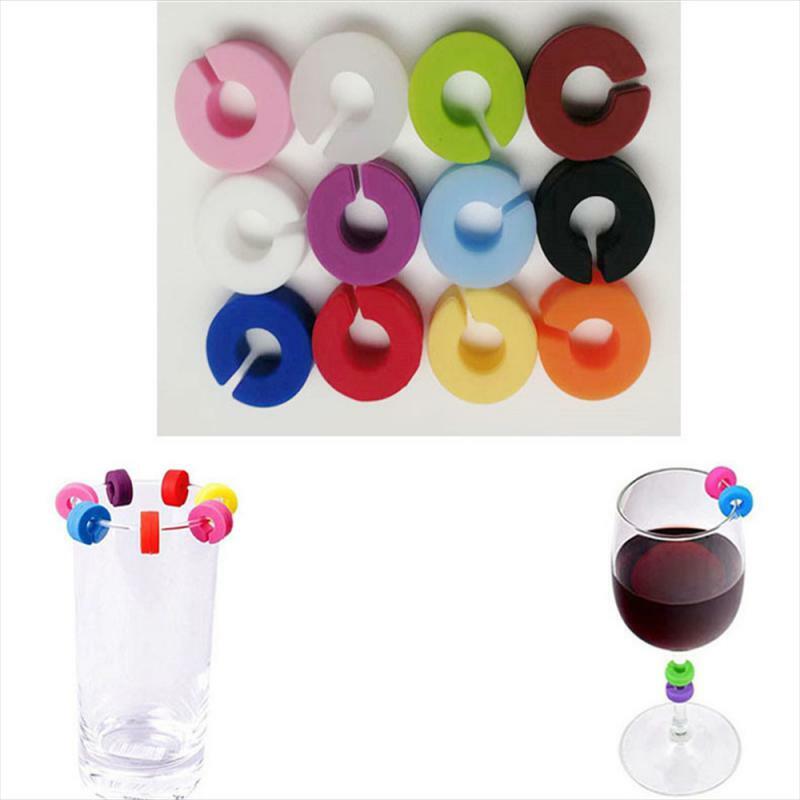 12Pcs Silicone Red Wine Glass Identification Marker Charm Shot Glass Cup Labels Tag Signs Party Food Drinks Bar Accessories Tool