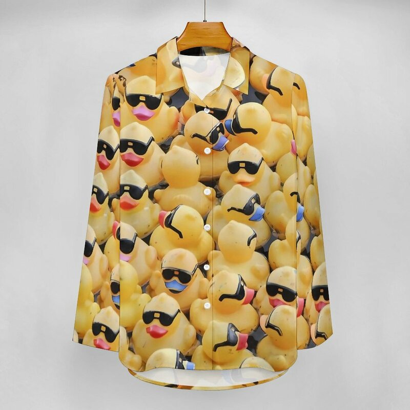 A Lot Of Ducks Casual Blouse Long Sleeve Funny Animal Cool Blouses Female Classic Oversized Shirt Design Top Gift Idea