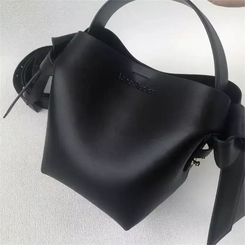 Acne ladies leather musibi bow one-shoulder Messenger handbag bucket bag