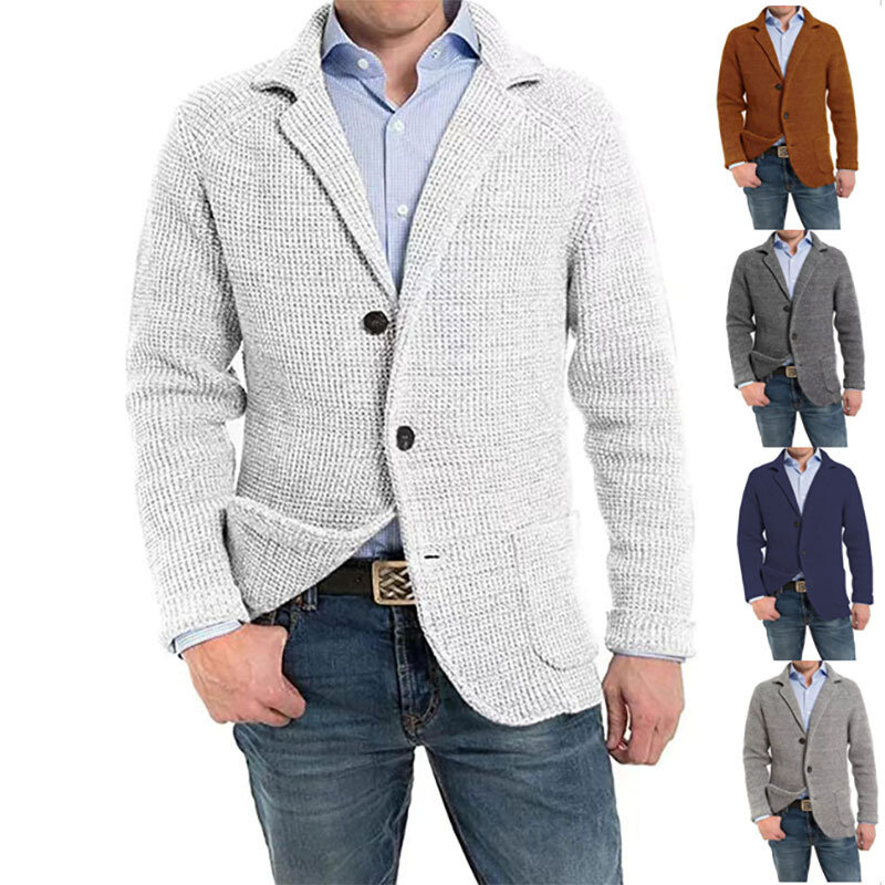 2023 남성용 캐주얼 니트 가디건 스웨터, 스탠드업 칼라, 긴팔 패션, 가을 겨울 따뜻한 재킷