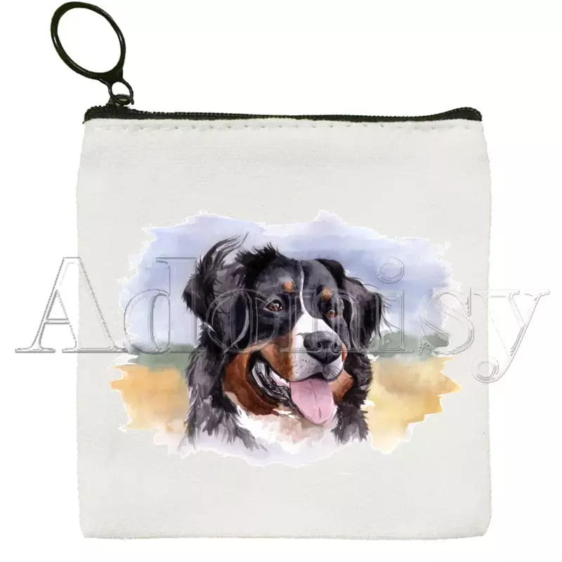 Bernese Mountain Dog Hand-painted Wallet Blank Canvas Pure White Cloth Bag Customized Hand-painted Small Coin Bag