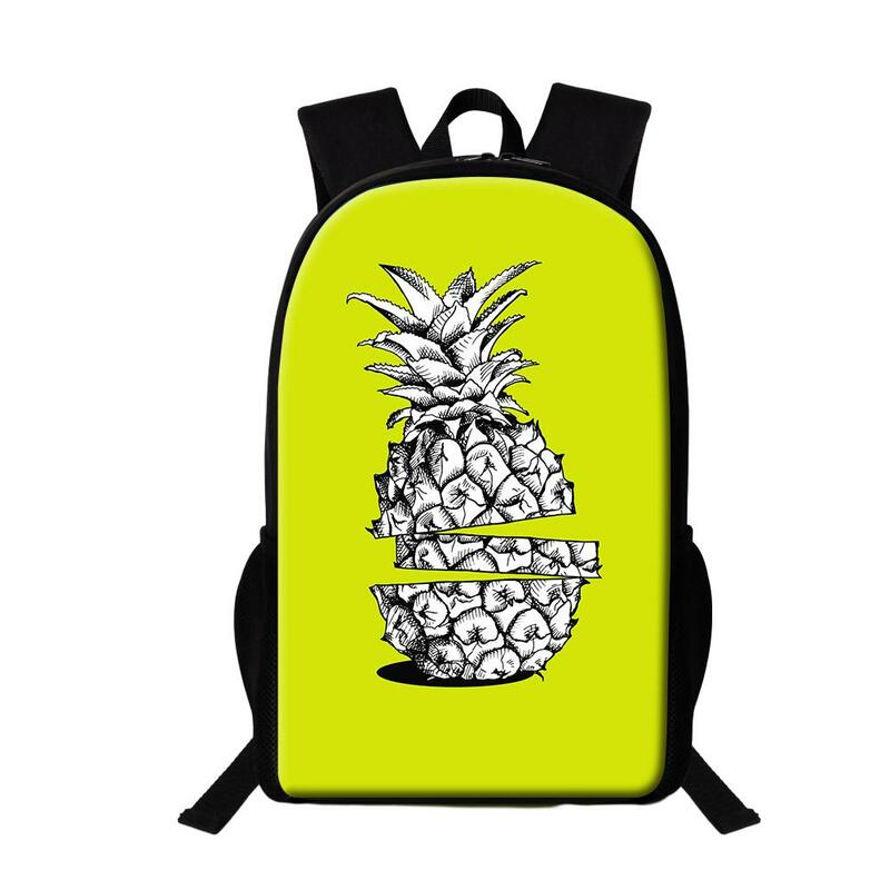 Mochilas escolares con estampado de fruta de piña para mujer, mochila multifunción para adolescentes, estudiantes de secundaria