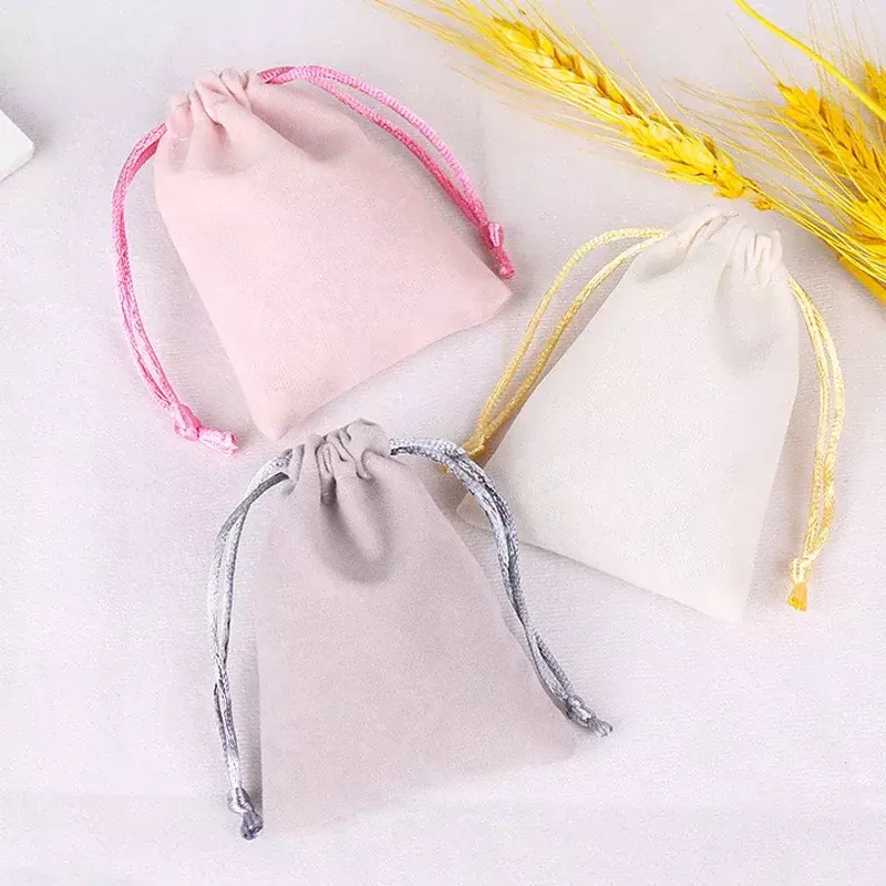 XXXXXX  Coloful Jewelry Velvet Drawstring Pouch Soft Fabric Package Display Pouches For Wedding Party Gift Dust Bags