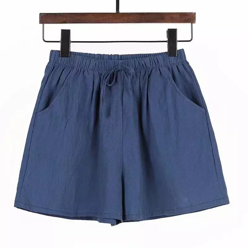 2024 New Summer Cotton Linen Beach Shorts Women Basic Short Pants Mini Wide Leg Trousers Ladies Fashion Casual Home Streetwear