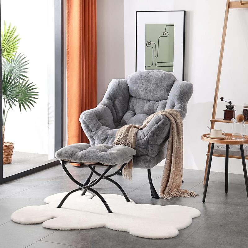 Welnow ленивый стул с оттоманкой, современный стул для отдыха с подлокотниками и боковым карманом, Набор стульев для отдыха, читальный чай