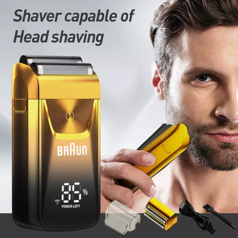 Golarka elektryczna Braun trymer dla mężczyzn maszynka do włosów golarka męska fryzjer profesjonalna brzytwa folia posuwisto-zwrotna maszynka do golenia USB