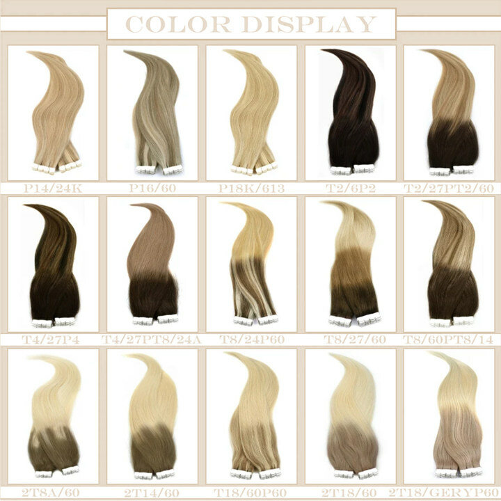 ZURIA ekstensi rambut manusia 10 buah, wig lurus alami asli dengan pita perekat isi 10 buah untuk wanita ukuran 12-24 inci