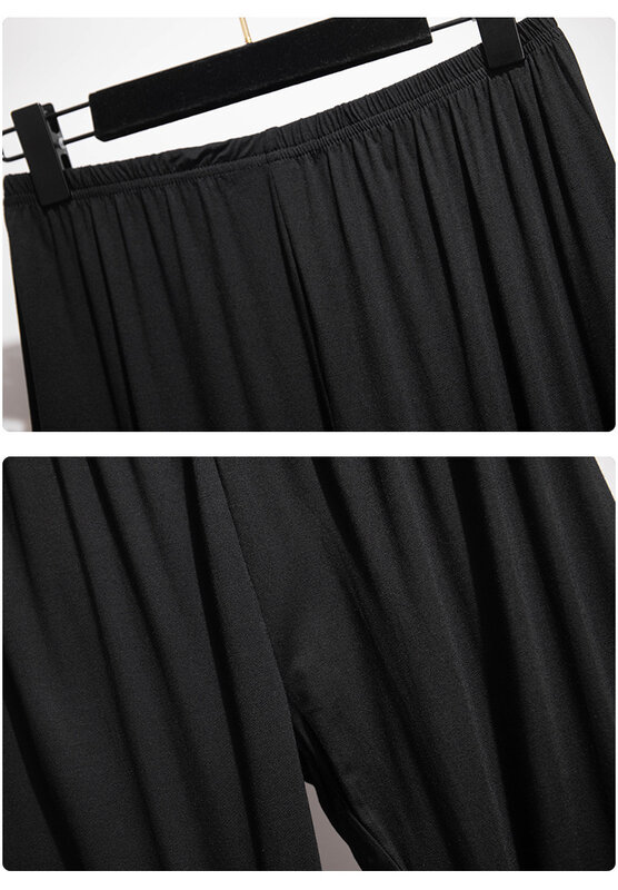 Calças recortadas de cintura alta para mulheres, perneiras pretas, fundo fino, soltas, tamanhos grandes, 5XL, 6XL, 7XL, 8XL, 9XL, 165kg, verão
