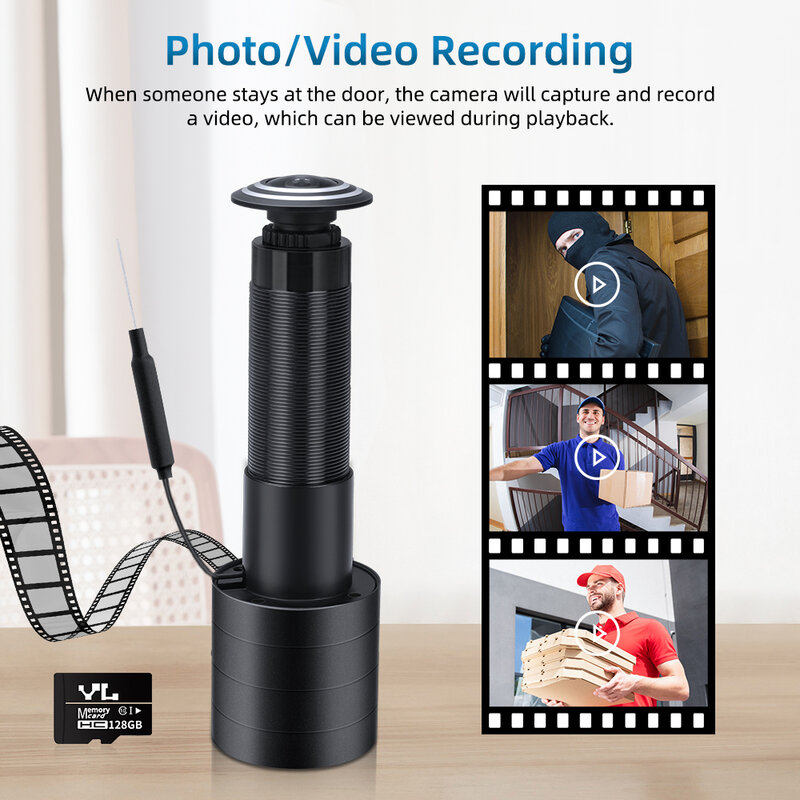 Awapow-Mini WiFi Door Peephole Camera, Detecção de Movimento, Gravação de Vídeo, Lente Grande Angular 170 °, HD 1080P