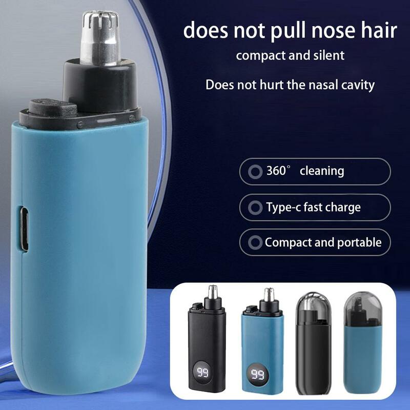 Aparador de pêlos nariz indolor elétrico, lâminas de borda dupla, carregamento USB, lavável, profissional, cuidados com o rosto, I3C6