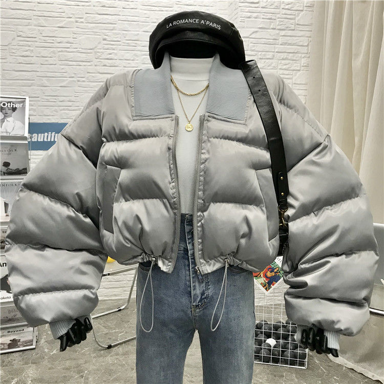 Abrigo holgado de algodón para mujer, abrigo corto de gran tamaño, informal, empalme, otoño e invierno, novedad de 2024