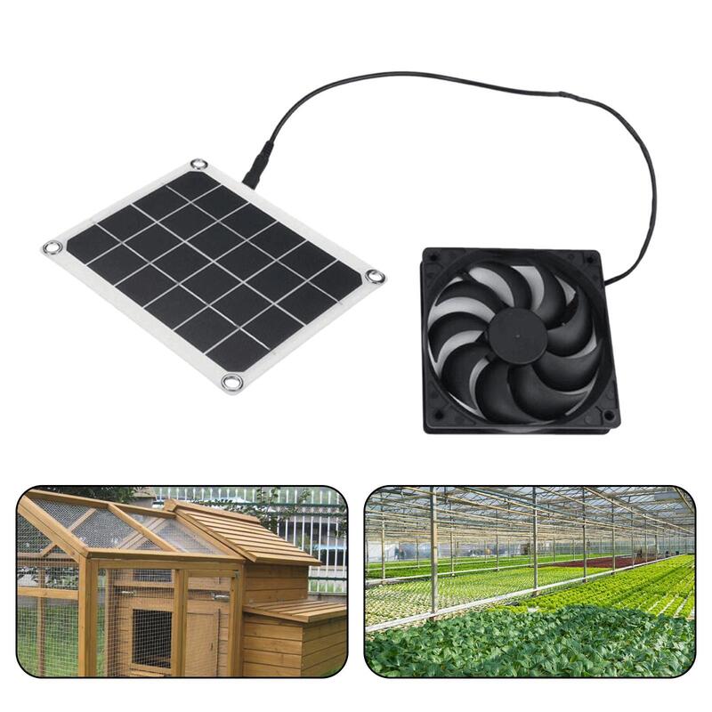 Miniventilador alimentado por Panel Solar, 10W, para invernadero, casa de pollos y Mascotas