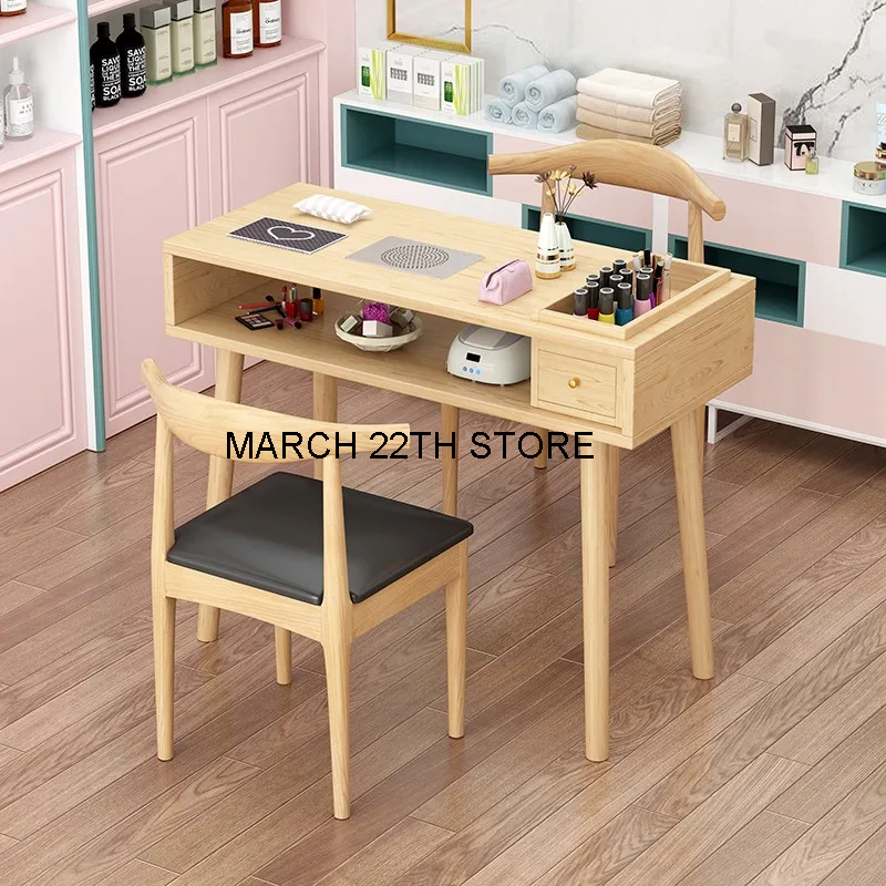 Mesa de unhas de madeira simples para salão, móveis nórdicos, retangular, mesa de manicure, minimalista, vácuo, móveis, especialidade, HD50ZJ
