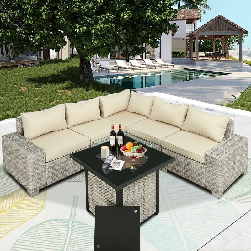 Mobili da esterno set di mobili da giardino set di conversazione divano componibile divano mobili da balcone in Rattan di vimini per prato, giardino