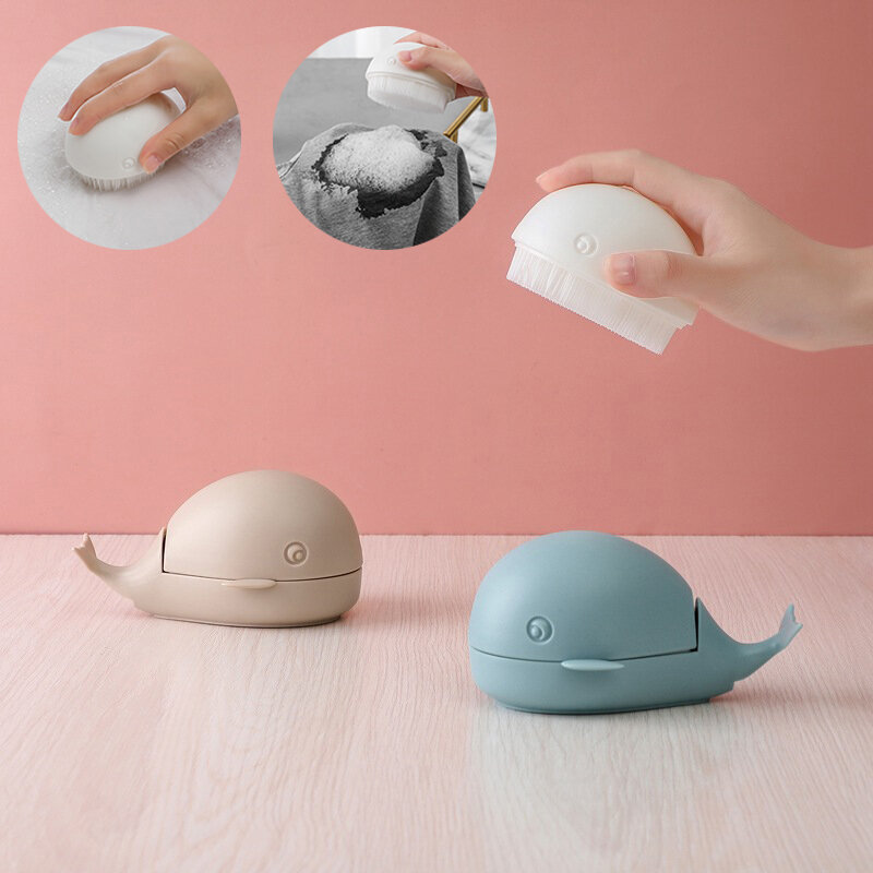 Little Whale Laundry Brush Toe Cleaning Brush Handle Grip Nail Brush Cleaning Clothes Shoes Foot Scrubber Brushes