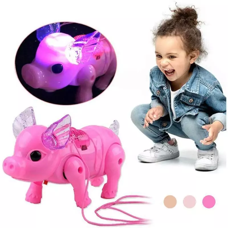 새로운 핑크 컬러 전기 워킹 돼지 장난감 빛 뮤지컬 키즈 재미 전자 장난감 어린이 생일 선물 완구