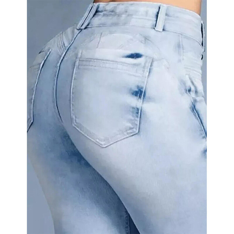 Calças das mulheres 2023 Nova Moda Casual Médio Strecth Calça Jeans das mulheres Micro Chifre Quadril Elevador de Cintura Alta Slim Fit Skinny Flare Calças