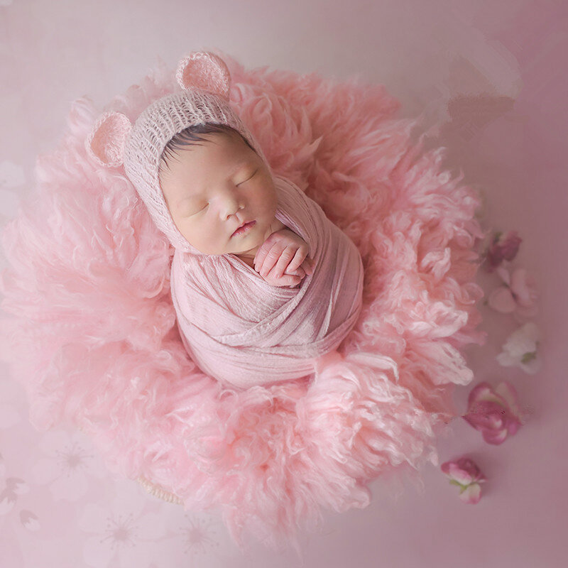 Newborn Photography Round Wool Blanket Studio Baby Photog Props Accessories Infant Shoot Cushion Background Blankets Fotografia