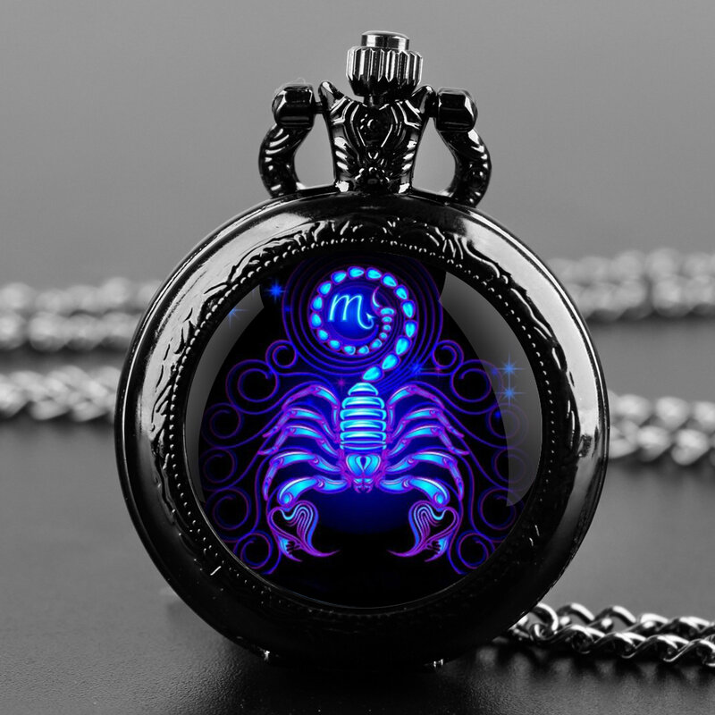 Star Sign Cancer Scorpio Gemini Aries Design orologio da tasca al quarzo uomo donna collana con ciondolo orologio a catena orologio gioielli regali