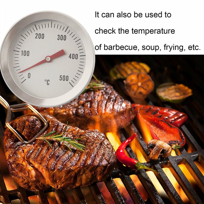 Grill Thermometer Barbecue Charcoal Pit Wood Smoker Thermometer Temperature Gauge Grill Pit Thermometer 0-500℃ Kitchen