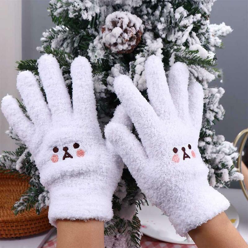 Простые вязаные перчатки для вождения, осенние и зимние перчатки, шерстяные варежки, перчатки с закрытыми пальцами, женские перчатки