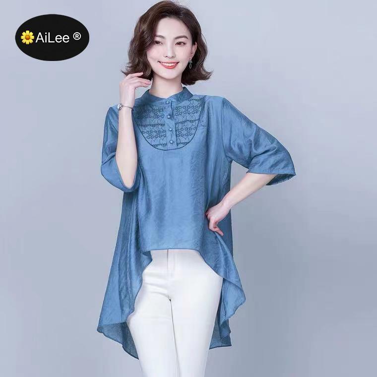 Camicie da Cocktail irregolari da donna estate autunno camicetta di lino di cotone colletto alla coreana Top Camisa Feminina camicette da donna a maniche lunghe