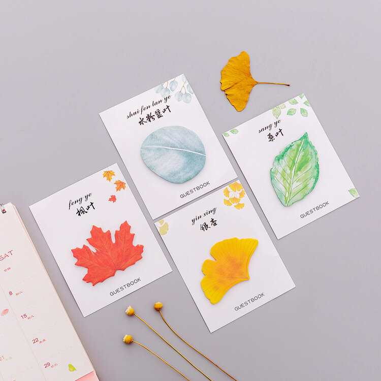 Zhishun pegatina de conveniencia de hoja fresca creativa linda, hoja de simulación, mensaje de N Times, papelería