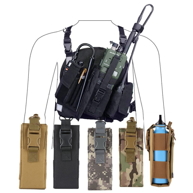 Walkie Talkie Bag taktyczna torba na Radio z nylonu lekka wojskowa butelka na wodę torba do przechowywania domofon na System Molle