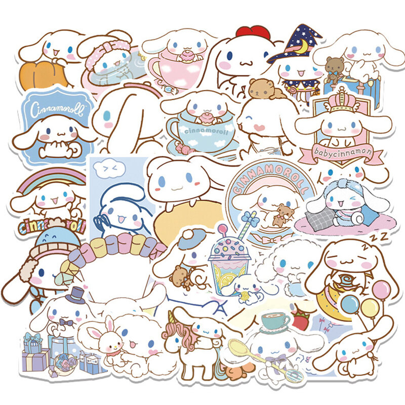 10/30/50pcs Cinnamoroll Sanrio Stickers Funny Graffiti Kids Decals Toy Phone Water Bottle Guitar Cute Cartoon Decals Decorations