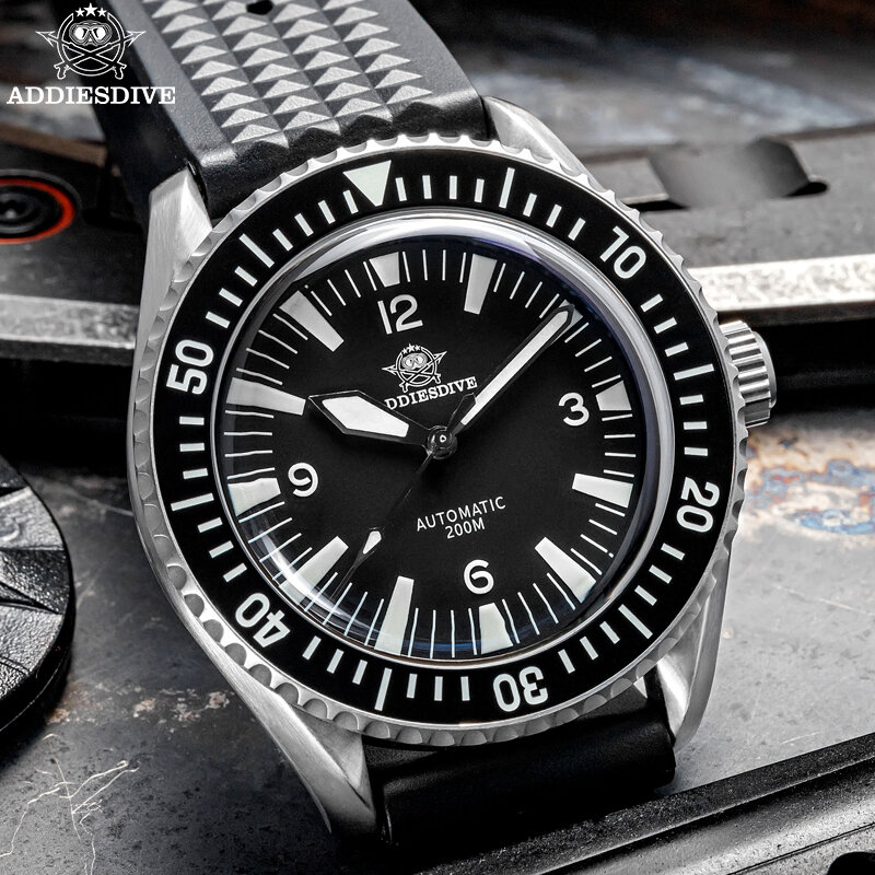 ADDIESDIVE szafirowe szkło luksusowy zegarek męski szkło lustrzane bąbelkowy NH35 automatyczne zegarki mechaniczne Super świecący zegarek 40mm