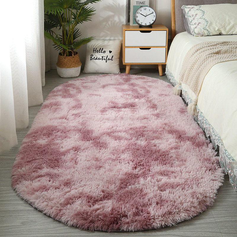 Carpet For Living Room Large Size Oval Rugs Plush Fluffy Childrens Bedroom Room Hairy Soft Foot Mats Home Decor Carpet