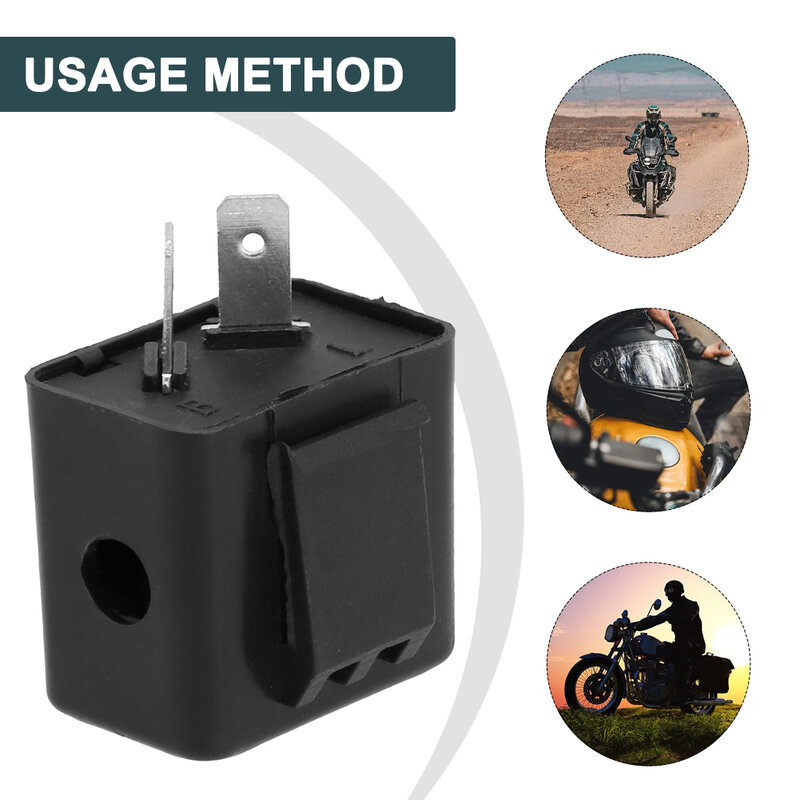 1pc 48V 2Pin Motorcycle Blinker Adjustable LED Flasher Relay Turn Signal Indicator Black ABS Motorcycle Flasher Relay