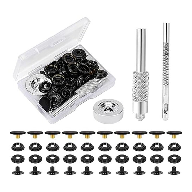 43 Piece Snap Kit Heavy Duty Snaps With 3 Piece Snap Fixing Tools For Garment Bags, Jackets, Craft Making Supplies