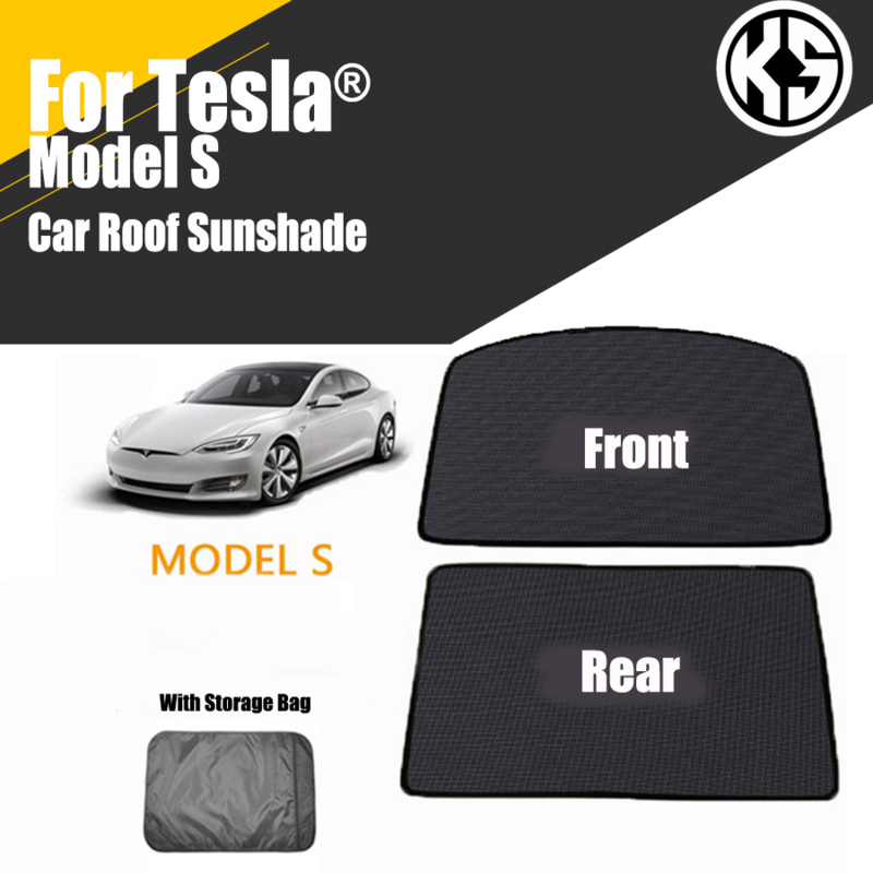 Car Glass Roof Sunshade For Tesla Model S Front Rear Sunroof Windshield Skylight Blind Shade Net UV Protection Interior Cover