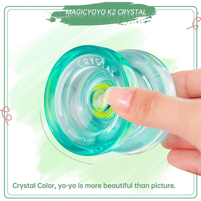 MAGICYOYO-Dual Purpose Yoyo K2 Plus, Cristal, Iniciante com substituição, Rolamento não relacionado para Intermediário e Verde