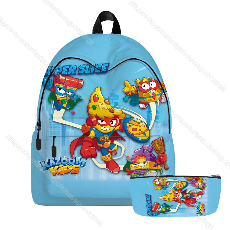 Superthings 8 kazoom школьный портфель с чехлом для карандашей для детей мальчиков девочек мультяшный аниме Детский рюкзак для подростков