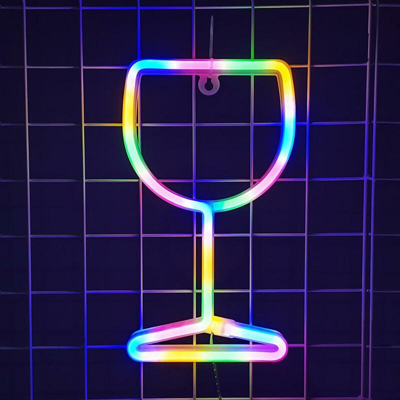 Table Lamp Decorative Neon Light Creative Wine Glass Neon Light Non-glaring Decoration Lamp