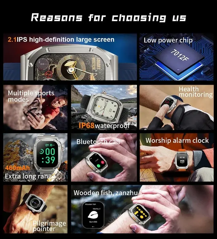 Ultra NFC Smart Watch para Homens e Mulheres, Jogo Smartwatch à prova d'água, Chamada Bluetooth, Smartwatch de Fitness Sem Fio, 2.2"