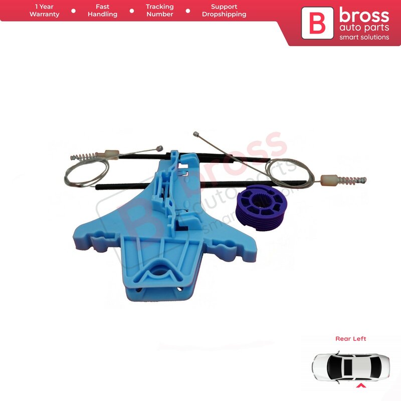 Bross BWR5060 Elektrische Ruitbediening Regulator Reparatie Kit Achter Links Deur Side Voor Polo Typ 6C 2014-Op