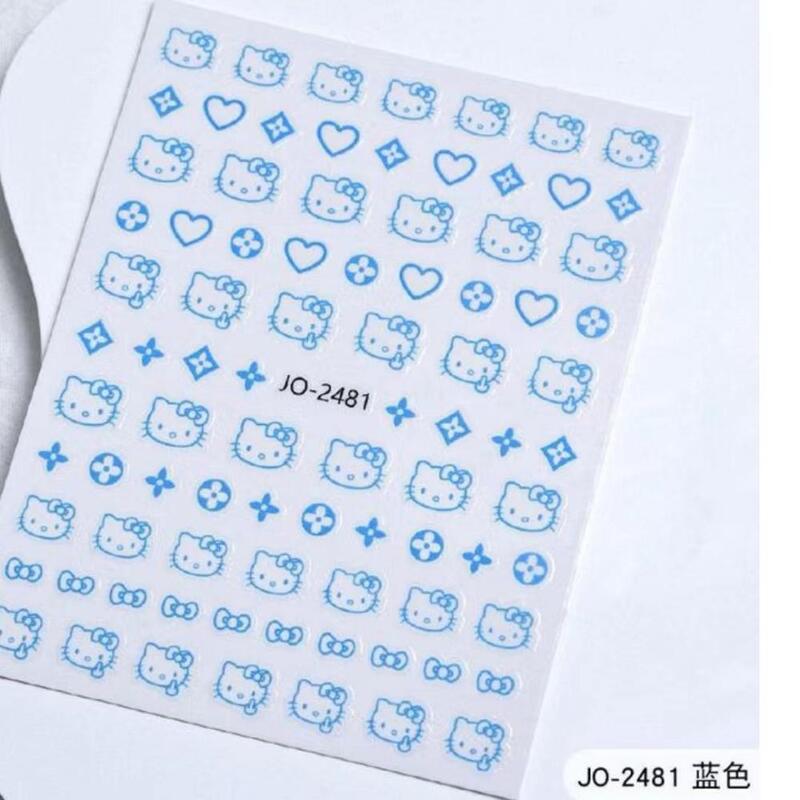 1 sheet Japanese nail sticker HelloKitty Cat Head Heart cartoon cute nail decal with adhesive ornaments
