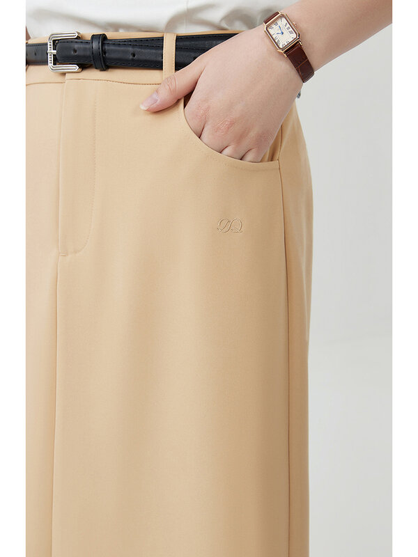 Элегантная классическая юбка ZIQIAO с высокой талией и разрезом сзади для женщин, Новинка лета 2024, прямая темпераментная юбка средней длины 24ZQ92035