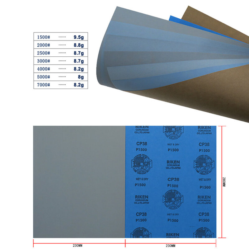 1-10 pces riken 230x280mm grit 1500 2000 2500 3000 4000 5000 7000 folhas de papel impermeáveis abrasivas de polimento de lixa molhada e seca