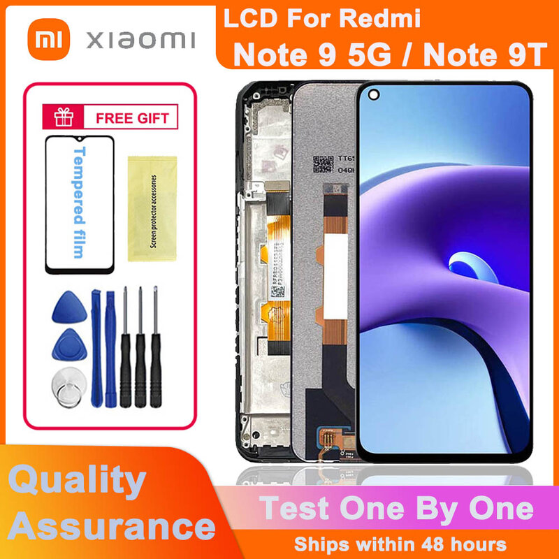 Layar LCD 6.53 "Asli untuk Xiaomi Redmi Note 9T LCD Layar Sentuh Digitizer Rakitan untuk Redmi Note 9 5G M2007J22C Layar LCD