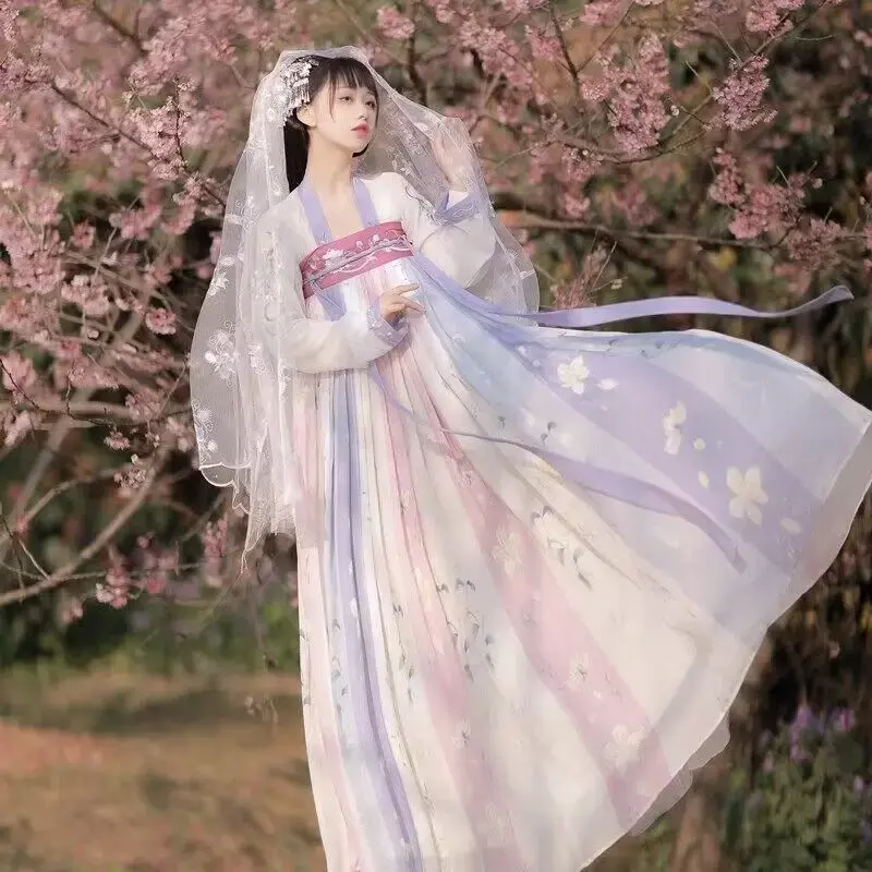 Disfraz de hada tradicional china Hanfu para mujer, vestido de baile de la dinastía de canciones antiguas, talla grande XL