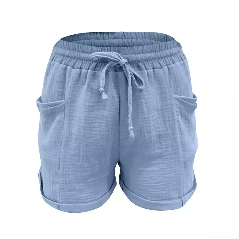Shorts plissados de cintura alta de perna larga, solto, com renda para cima, monocromático, casual, streetwear fresco, novo, verão, 2022