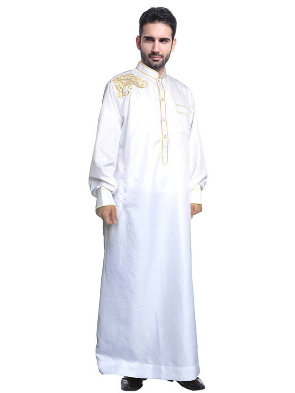 Moda Musulmana uomo Robe medio oriente arabo Abaya Dubai caftano arabo turco Ramadan Musulmana Jubba Thobe Thoub abbigliamento islamico