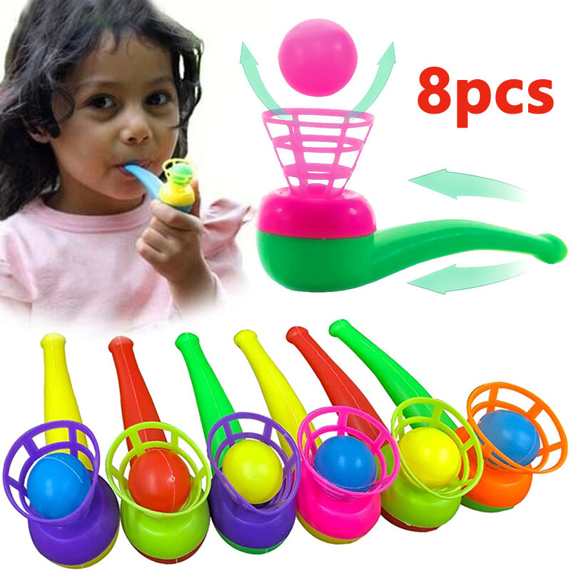 2-8pcs tubo di plastica colorato Blow Ball giocattoli Puzzle per bambini Classic Magic Floating Blow Ball Toys Baby Balance Training Game