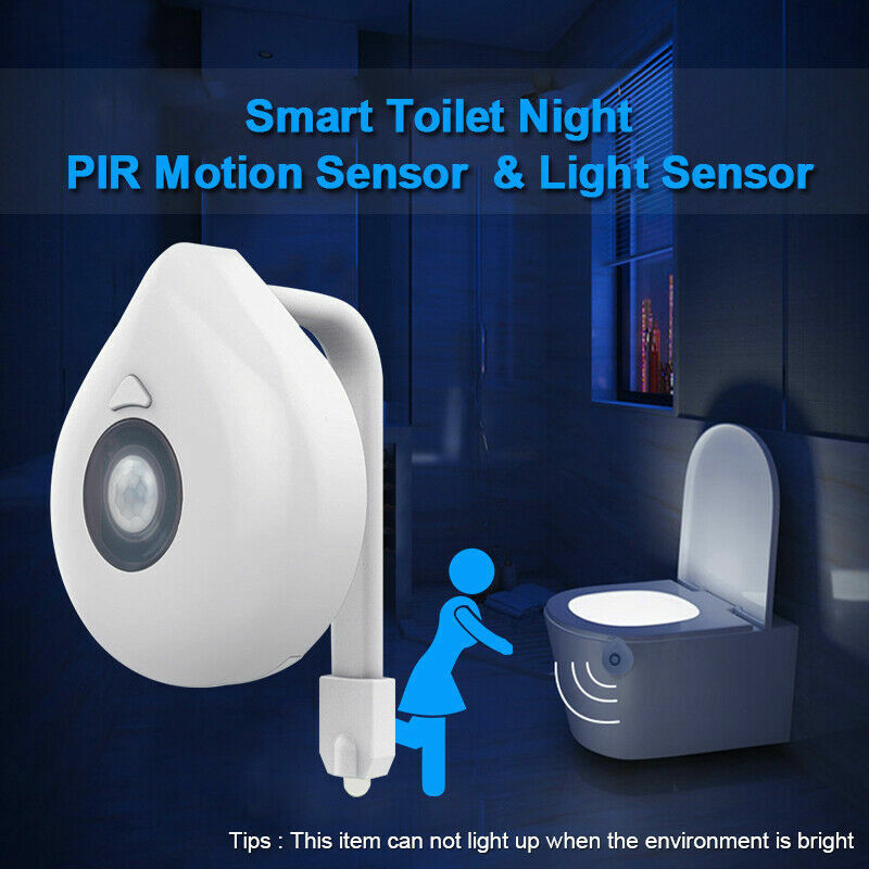 Veilleuse avec capteur de mouvement PIR pour cuvette de toilette, rétro-éclairage, 8 couleurs, 1 à 10 pièces